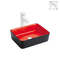 Ticari Masa Üstü Banyo Yardımcı Lavabo Seramik Kırmızı ve Siyah Lavabo